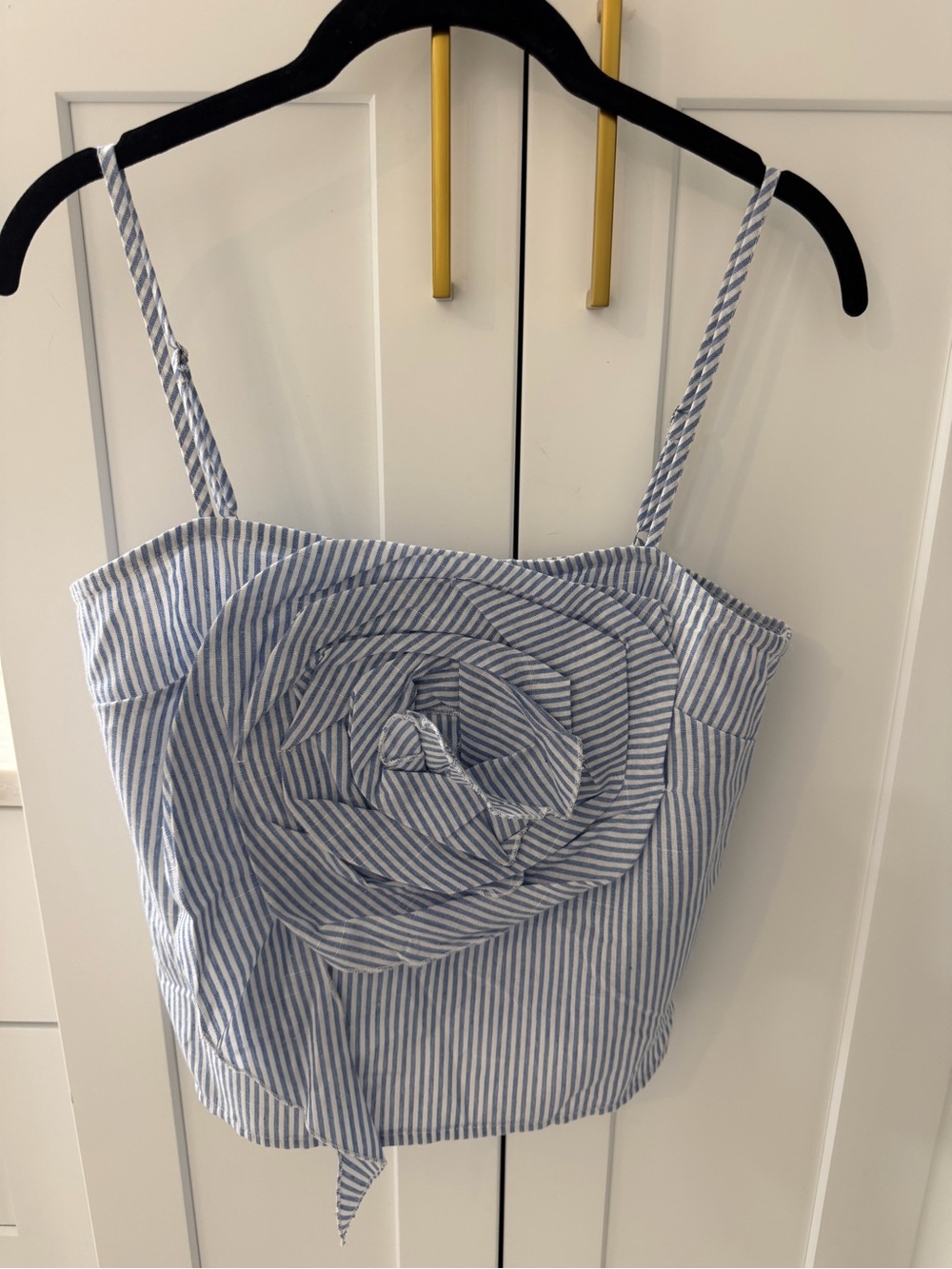 SHEIN Blue and White Striped Rosette Cami